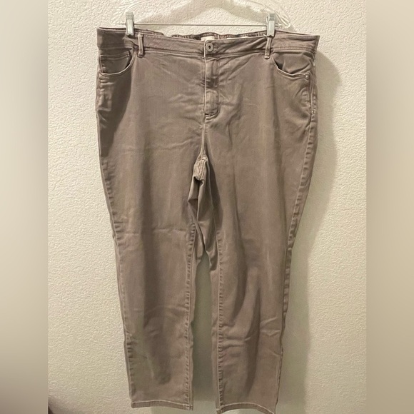 J. Jill Denim 20w Authentic Fit Slim Ankle Gray Biege Elastic Waist Jeans Pants - Picture 1 of 8